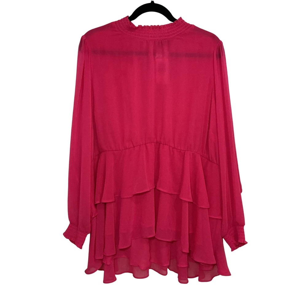 Torrid 3X Babydoll Blouse Magenta Berry Ruffle NWT Plus Size Women 22 24